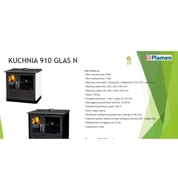 Kuchnia węglowa PLAMEN 910 GLAS N z piekarnikiem
